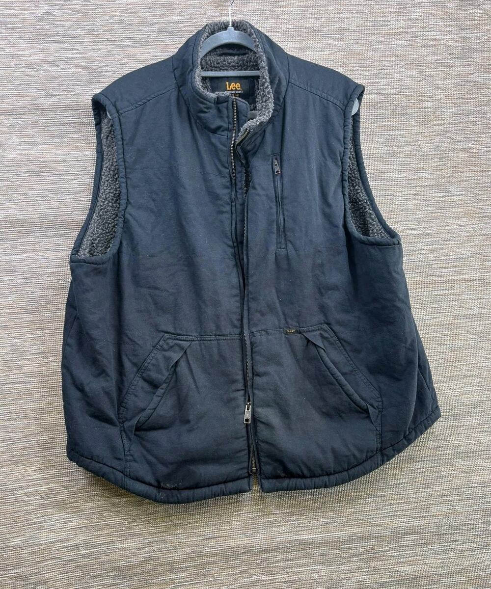 Lee Vest Mens Size 2XL Black Canvas Sherpa Lined Full Zip Pockets Workwear Warm